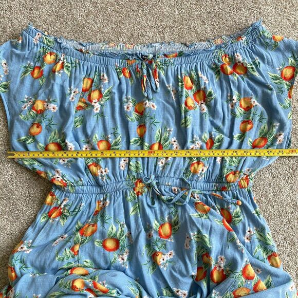 Torrid Textured Woven Double Slit Maxi Dress Blue Orange Print 2X 18-20 - Picture 10 of 15